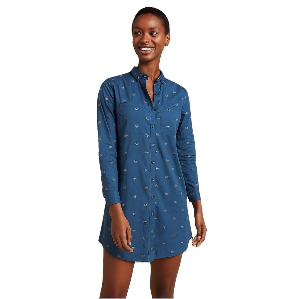 ALTERNATIVE LONG SLEEVE BUTTON FRONT shirt dress Bicycle Print Tunic SMALL ArtsY